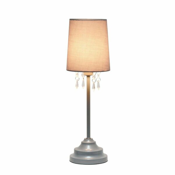 Lighting Business Fabric Shade & Hanging Acrylic Beads Table Lamp, Gray LI2519948